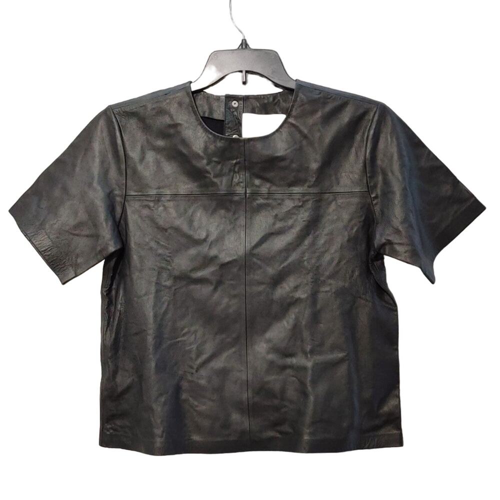 Remain Birger Christensen Audrey Shirt Slim Fit Leather Black Womens Size 40 NWT